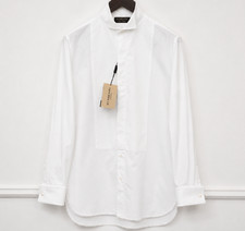 Men Burberry Tuxedo Shirt White Bib French Cuff Size 37 14.5
