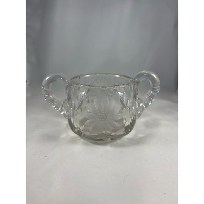 Vtg American Brilliant Cut Glass/Crystal Sugar Bowl Floral Design