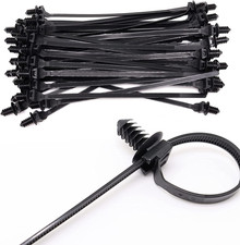 Push Mount Zip Ties, 8 Inch Cable Zip Tie Black Wire Tie with Push Pin Fir Tree