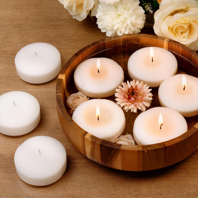 White Floating Candles 3-Inch - 12 Pack Water Floating Candle Long Burning Candl