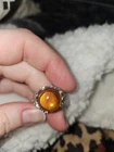 Beautiful Vintage Sterling Silver Ring With yellow Citrine Stone W/crystals