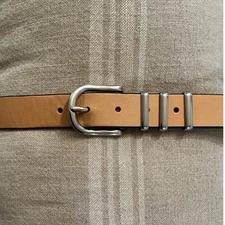 rag & bone Men's Leather Belt M 42″ Natural Tan Veg-Tan Silver Buckle