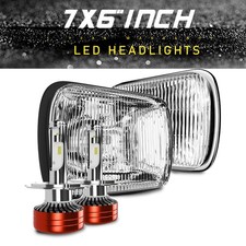 Pair 7x6 5x7 H6054 LED Headlights Square H4 High Brightness Fog For Offroad Use