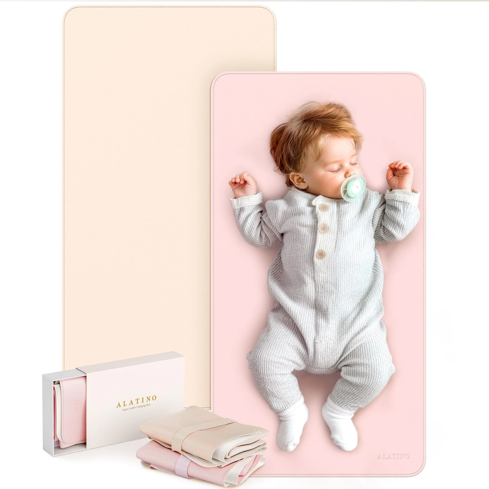 2 Pack Vegan Leather Baby Changing Mat, Large 30" x 17" Waterproof Foldable D...
Opens in a new wind