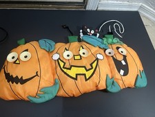 Vtg 19 Padded Nylon Halloween Jack O Lantern ...