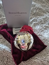 NEW 2020 Reed and Barton Silver Plate Holly Bell Christmas Ornament