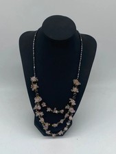 Collier multi-rangs quartz rose & hématite – Pierres naturelles – Vintage