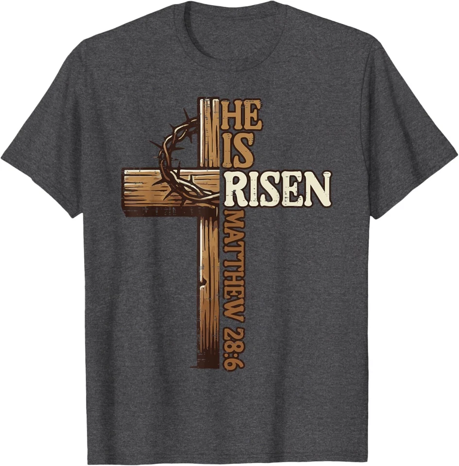 Easter Cross He Is Risen Christian Faith Unisex Tee