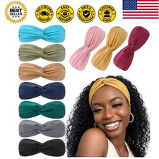 10 Pack Boho Headbands for Women Vintage Cross Elastic Head Wrap Hair Accesso...