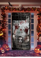 Horrible Horror Door Banner Cover for Halloween Party Decoration, Halloween Wall