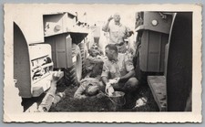 US Army Soldiers Trucks Field Camp Candid WWII Original Photo 2.75x4.5