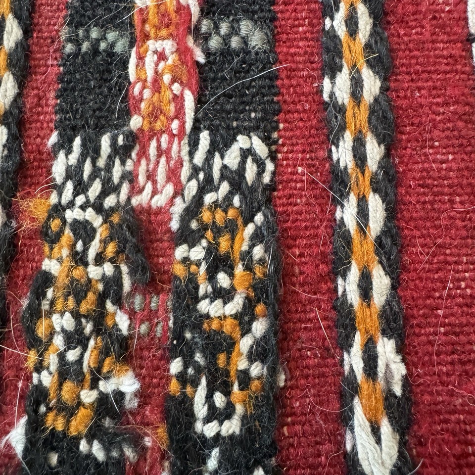 Berber Rug Pattern Vintage Moroccan Berber Hanbel Rug 60” x 34” Handwoven Wool Tribal ...