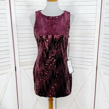 Emerald Sundae Dress Juniors Large Red Velvet Sequin Bodycon Sheath Mini Party