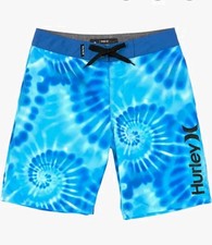 NEW Youth Sz 18 20 Hurley Blue Tie Dye Boardshorts Swim Trunks Shorts Boys XL