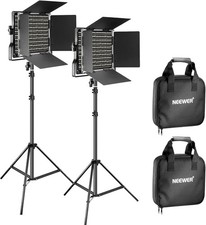 2 Pack Bi Color 660 LED Video Light and Stand Kit: 2 3200-5600K CRI 96