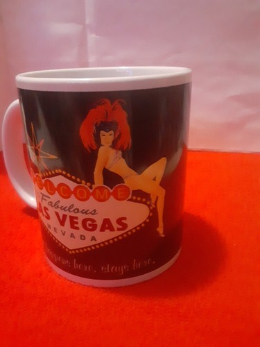 Vintage Welcome to Fabulous Las Vegas Kaffeebecher altes Schild sexy Showgirl ABCstore - Bild 3 von 11