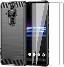 For Sony Xperia PRO-1 Case TPU Carbon Anti Scratch Shockproof Protection Black