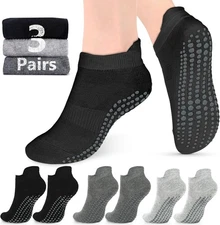AURUZA Grip Socks for Women Men Pilates Grip Socks Non Slip Yoga Sock with Grips