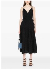 Ulla Johnson Freya Circle Black Jacquard Tiered Cotton Witchycore Dress Size 6