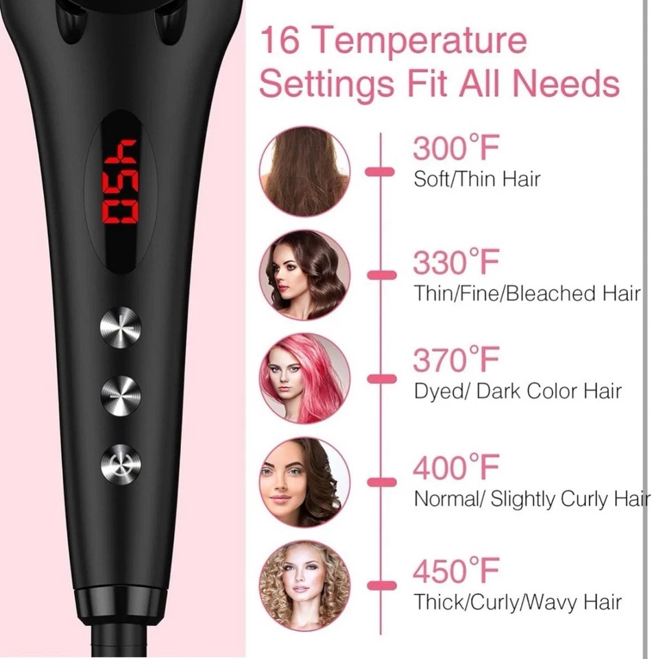 Hair Straightener Hot Brush Comb Wide 3D Teeth For Curly Hair Double Ionic 230C - Image 3 of 4