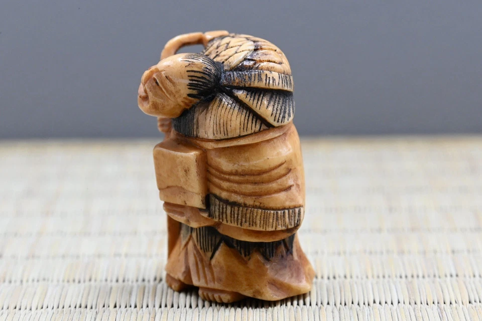 Antiguo japonés Netsuke Hyotan Sennin (calabaza inmortal) Edo 1603-1868 de Japón Foto 2 de 4