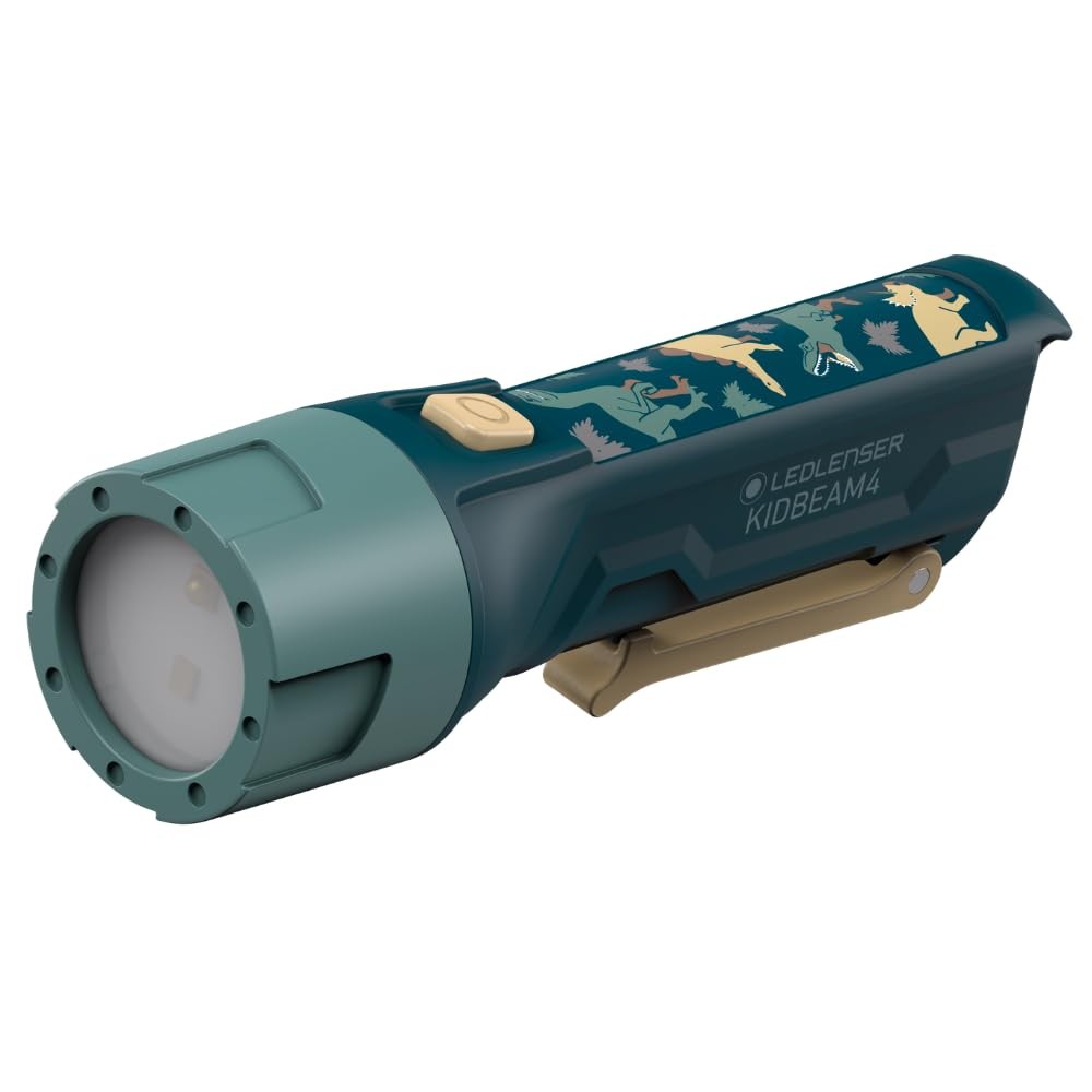 KidBEAM4 Lampe torche LED pour enfants à motif dinosaure 4 couleurs