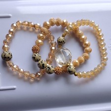 Elegant Gold Tone Beaded Bracelet Set Women s Jewelry Accessories