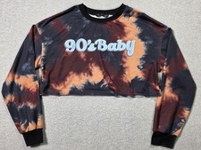 Shein Shirt Womens Small Multicolor Tie Dye 90's Baby Cropped Long Sleeve Top