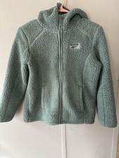 Reebok Girls Green Fleece Hooded Full Zip Jacket Size M 10/12