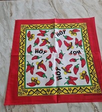 Vintage Bandana Kerchief Mens USA made Multicolor Chili Pepper HOT Western 15187