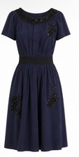 Women's Prada Navy Beaded Short Sleeve Dress Size 12