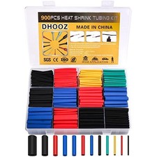900 PCS Heat Shrink Tubing Kit 12 Sizes Black Marine Grade Wire Wrap