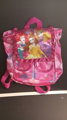 Disney Princess Pink Girls Backpack Ariel Belle Rapunzel Lightweight Straps