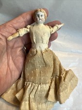 Antique Porcelain Bisque Blonde China Head Arms Legs Cloth Body 6" Doll D