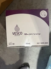 Sealed Vesco Medical ENFIT Tip Syringe 60mL Box of 30