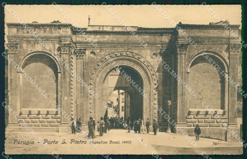 Perugia città Porta San Pietro cartolina QZ2783