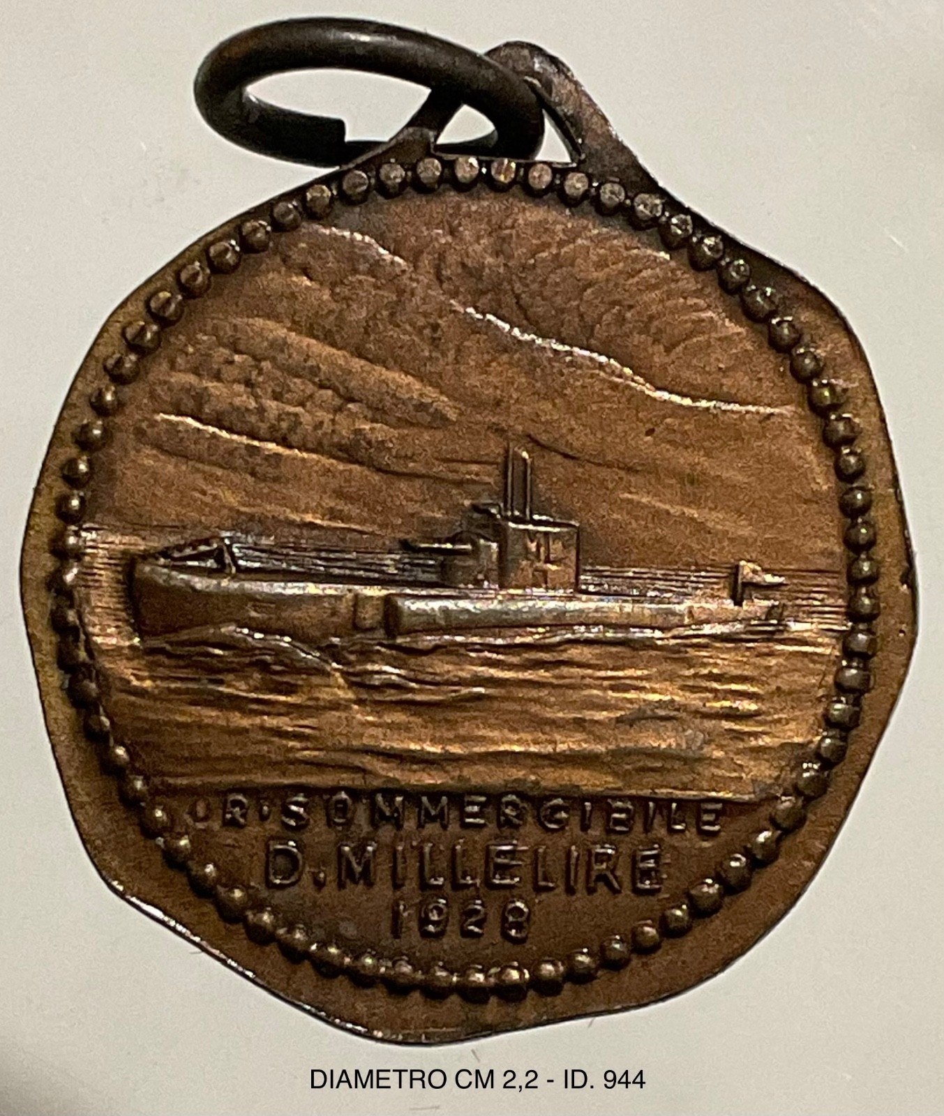 REGIO SOMMERGIBILE D. MILLELIRE 1928 MEDAGLIA IN BRONZO REGIA MARINA REGNO