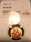 1946 S Lincoln Cent Ngc MS66 RD Gorgeous Coin With Excellent Detail.