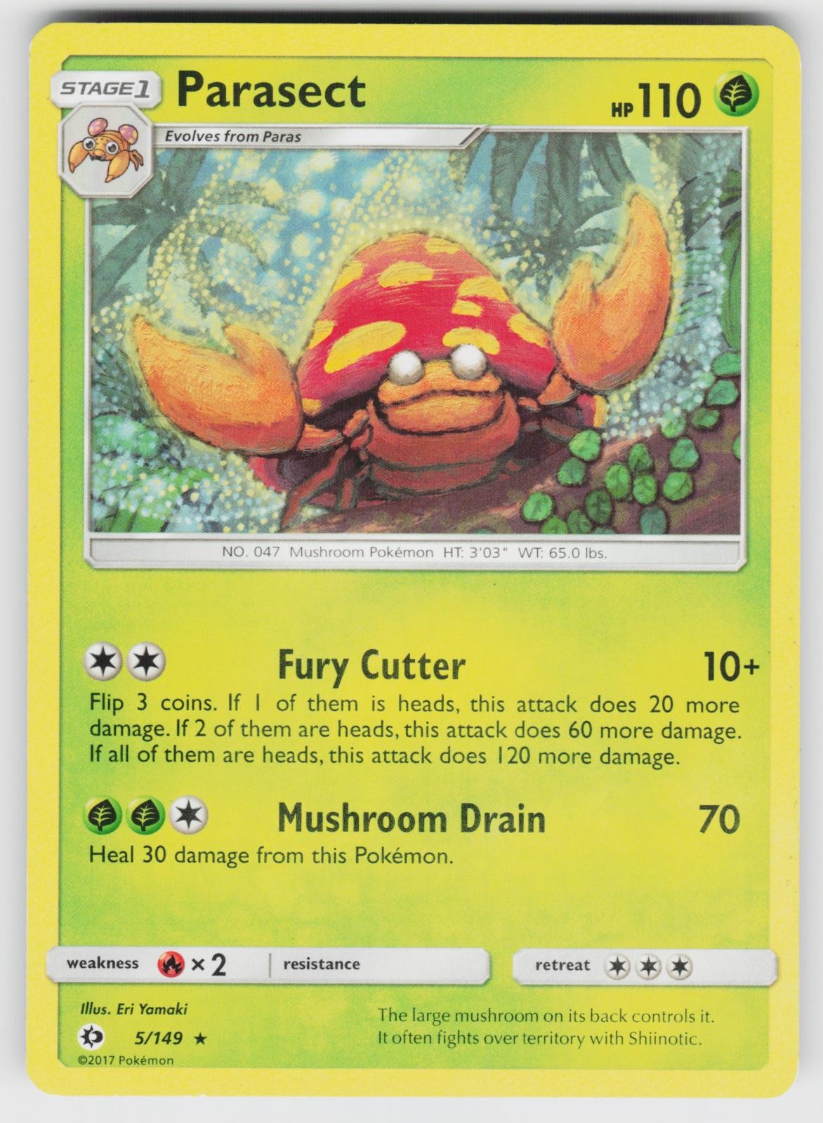 Parasect 5/149 Rare SM Base Set Pokemon Lightly Played