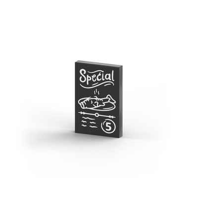Menu Chalk Board with White Special, Fish, Scribbles   Custom printed original 