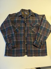 Pendleton Vintage Wool Board Flannel Plaid Button-Up Shirt M Rare