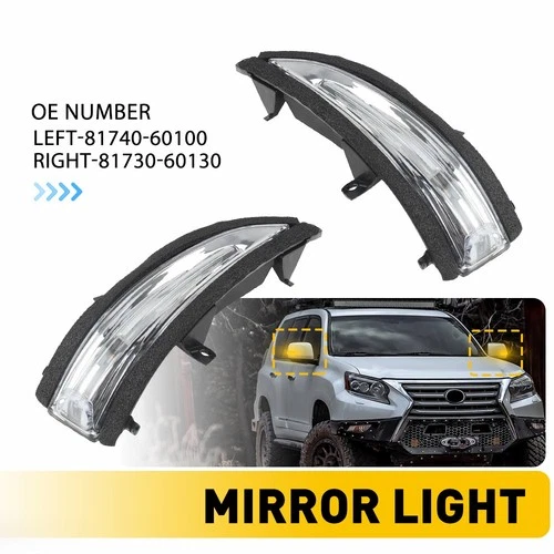 L&R Side Mirror Turn Signal Light Amber Clear Lens for Lexus LX570 GX460 2010-23