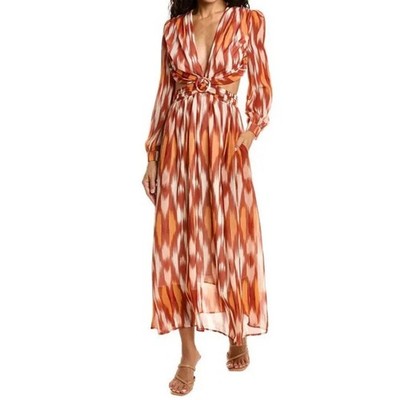 o.p.t Kimia Dress Size Small Abstract Rust Orange Cutout Maxi Lightweight Flowy