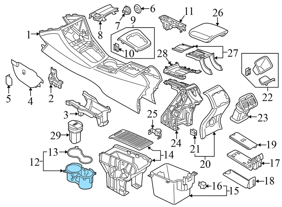 AUDI Q3 QUATTRO 2016-2018 - Consola central soporte para taza 8U0862533A Foto 3 de 4