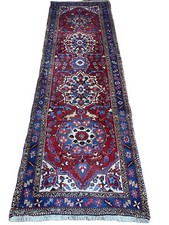 Schöner Alter Handgeknüpfter Perser Orientteppich Heris Heriz Läufer 330x107cm