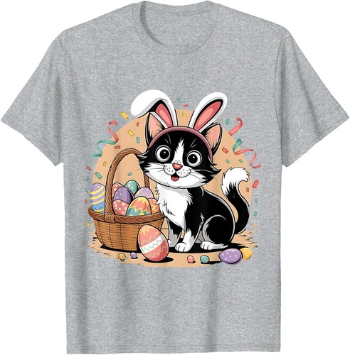 Easter Cat with Bunny Ears Cute Spring Kitty T-Shirt Hoodie - Picture 9 of 19