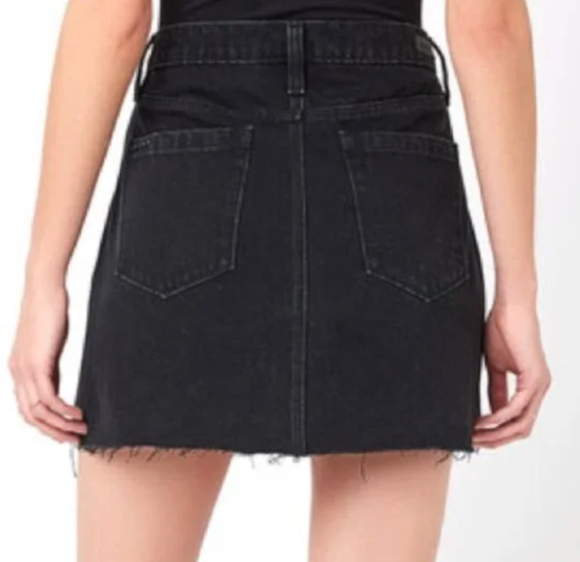 Blacknyc L54213 Women's Black Raw Frayed Hem Mini Denim