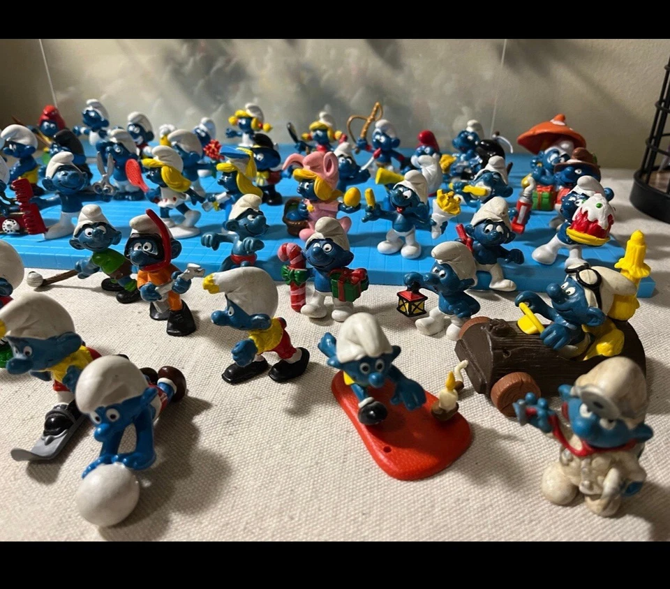 Винтажный SMURFS фигурки огромный лот Schleich Peyo игрушки ПВХ 1970 - Изображение 2 из 4