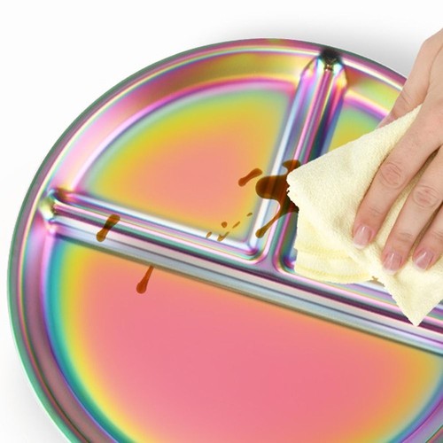 304 Stainless Steel Portion Control Plate 3 Compartment Food Tray Weight Loss - Picture 4 of 12