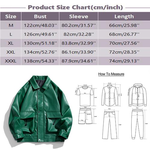 Mens Autumn and Winter Solid Color PU Leather Jacket Street Style Cool Soft Coat - Picture 23 of 26